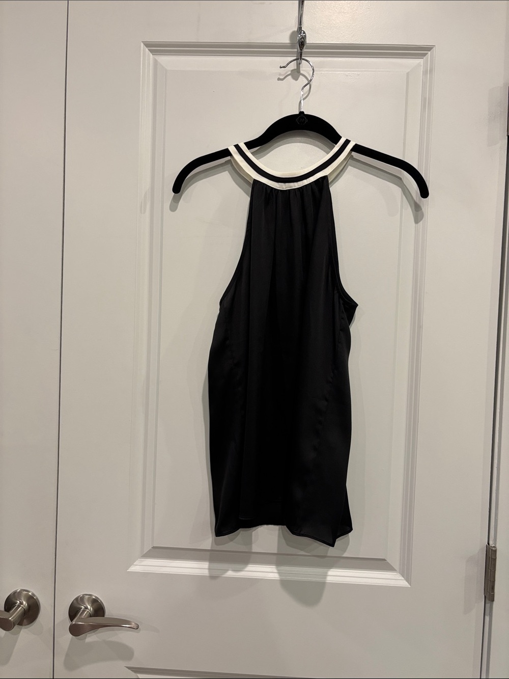 NWT White House Black Mkt Stripe Halter High Neck Sleeveless Blouse Top 0